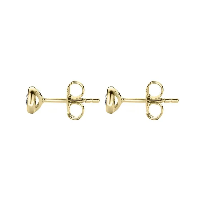 18ct Yellow Gold 0.25ct Diamond Bezel Set Solitaire Stud Earrings