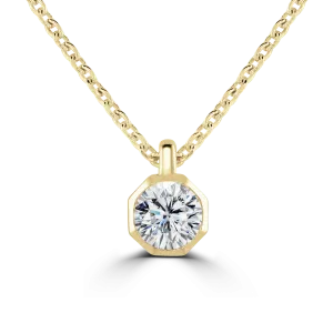 18ct Yellow Gold 0.30ct Diamond Solitaire Octagonal Necklace