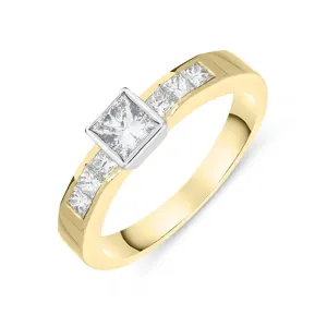 18ct Yellow Gold 0.35ct Princess Cut Diamond Ring