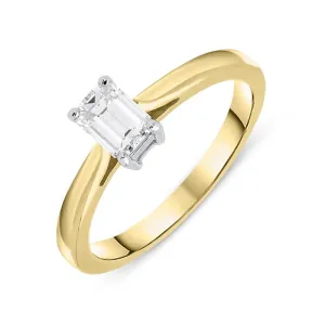 18ct Yellow Gold 0.46ct Diamond Emerald Cut Solitaire Ring