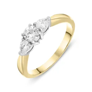 18ct Yellow Gold 0.47ct Diamond Trilogy Pear Cut Ring