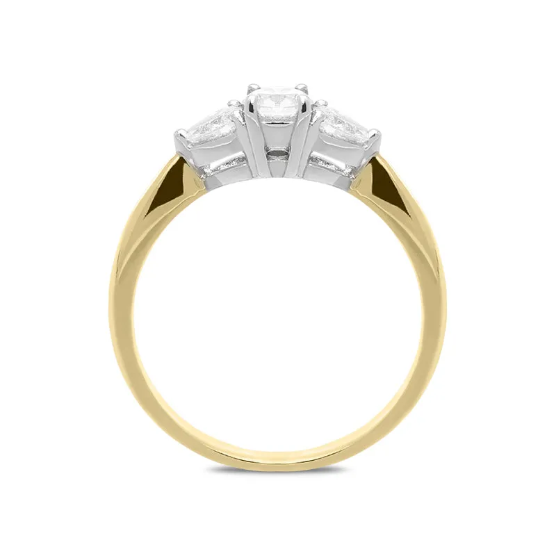 18ct Yellow Gold 0.47ct Diamond Trilogy Pear Cut Ring