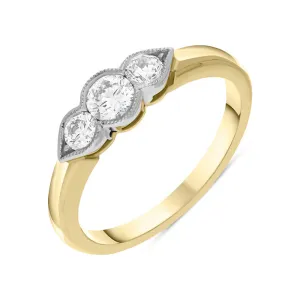 18ct Yellow Gold 0.50ct Diamond Three Stone Ring D
