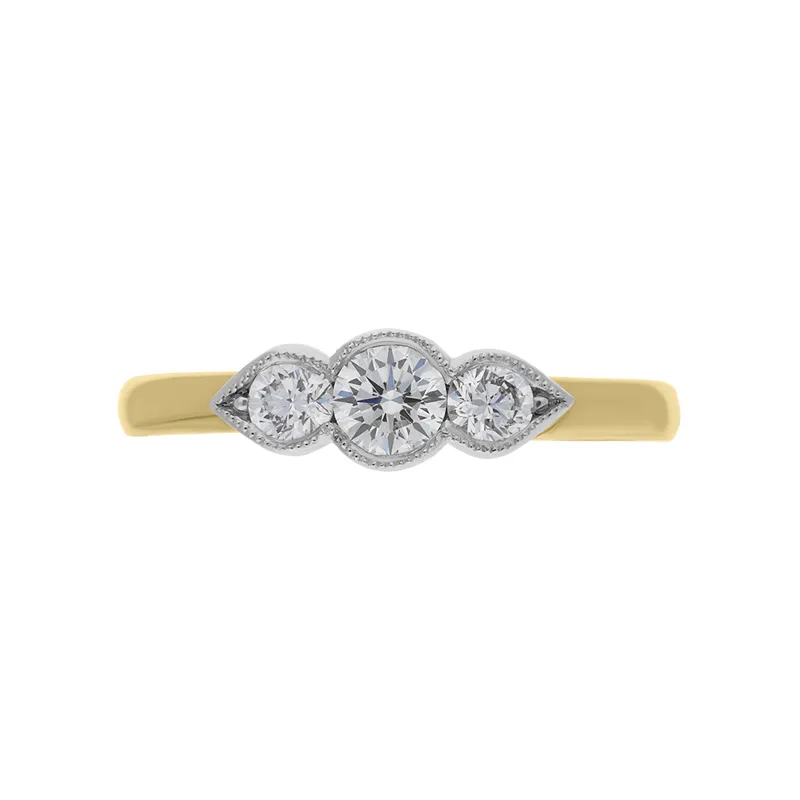 18ct Yellow Gold 0.50ct Diamond Three Stone Ring D