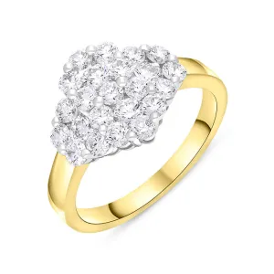 18ct Yellow Gold 1.32ct Diamond Cluster Ring D