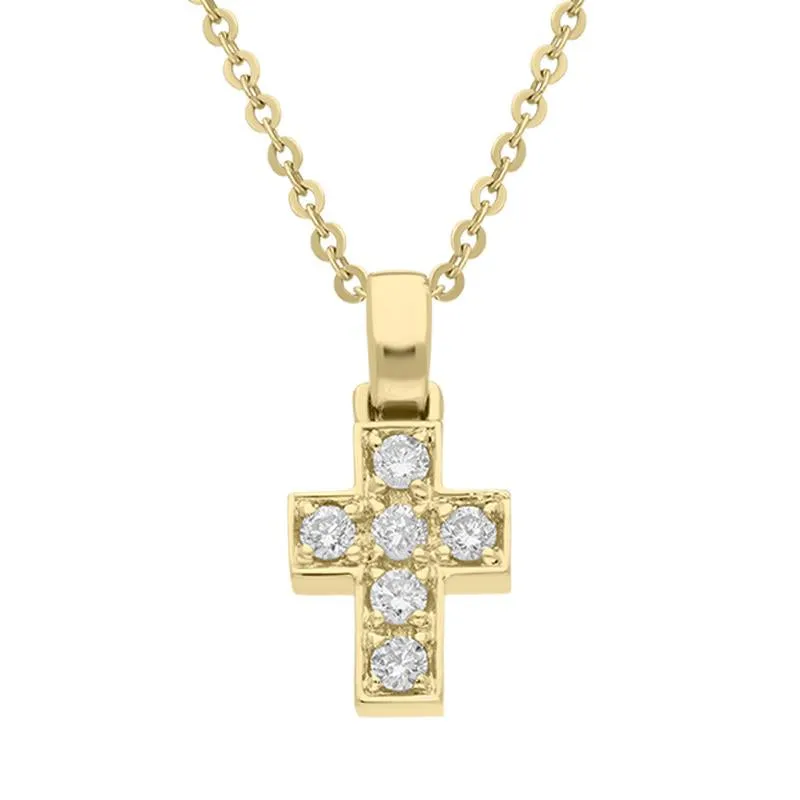 18ct Yellow Gold Diamond Cross Necklace D