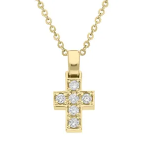 18ct Yellow Gold Diamond Cross Necklace D