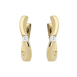 18ct Yellow Gold Diamond Curved Hoop Earrings