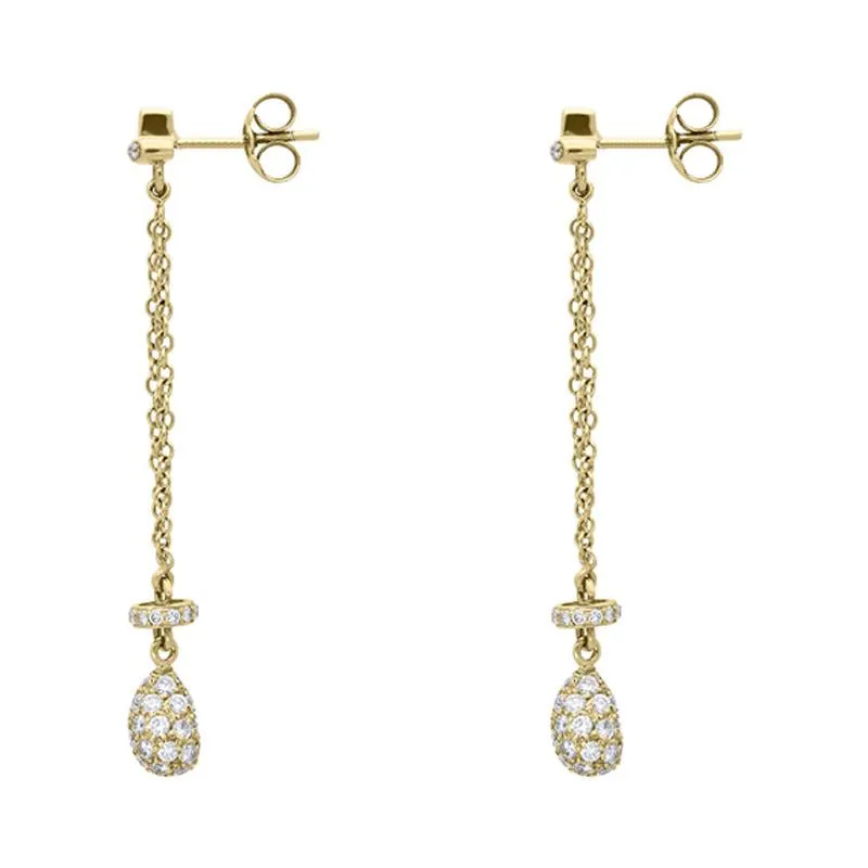 18ct Yellow Gold Diamond Double Chain Long Drop Earrings