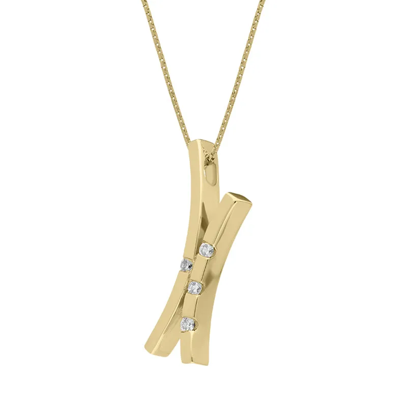18ct Yellow Gold Diamond Double Curved Bar Necklace