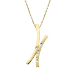 18ct Yellow Gold Diamond Double Curved Bar Necklace