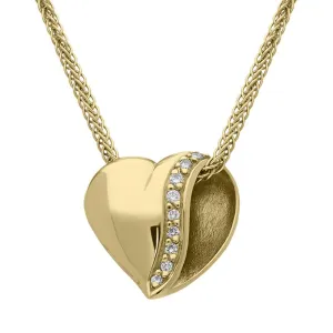 18ct Yellow Gold Diamond Folded Heart Necklace