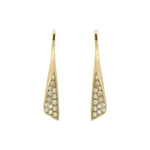 18ct Yellow Gold Diamond Pave Set Drop Earrings