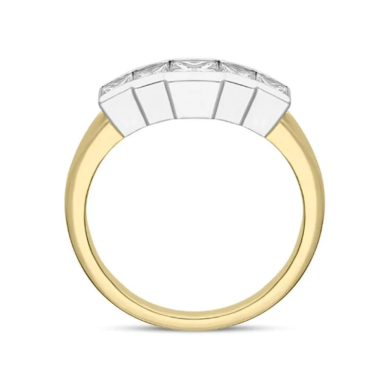 18ct Yellow Gold Diamond Princess Cut Half Eternity Ring