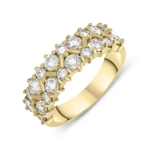 18ct Yellow Gold Diamond Two Row Ring