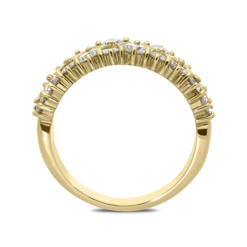 18ct Yellow Gold Diamond Two Row Ring