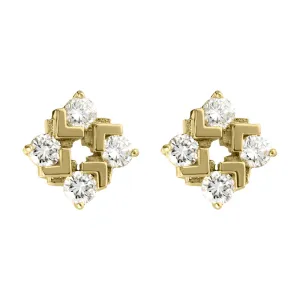 18ct Yellow Gold Four Stone Diamond Stud Earrings