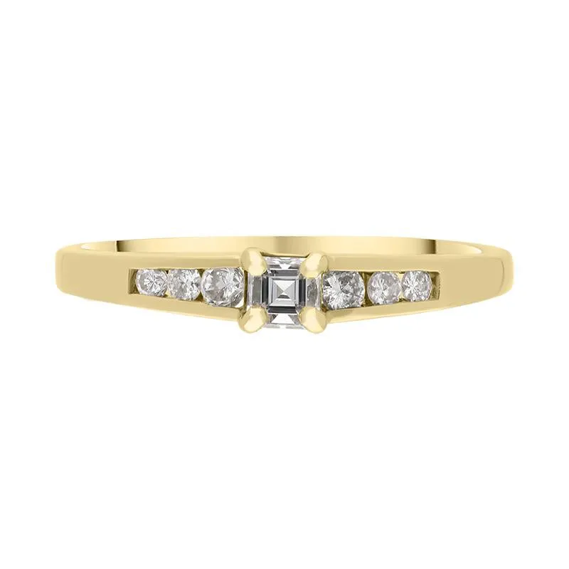 18ct Yellow Gold Princess Cut Diamond Shoulder Ring