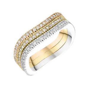 18ct Yellow White Rose Gold 1.00ct Diamond Wave Multi Ring