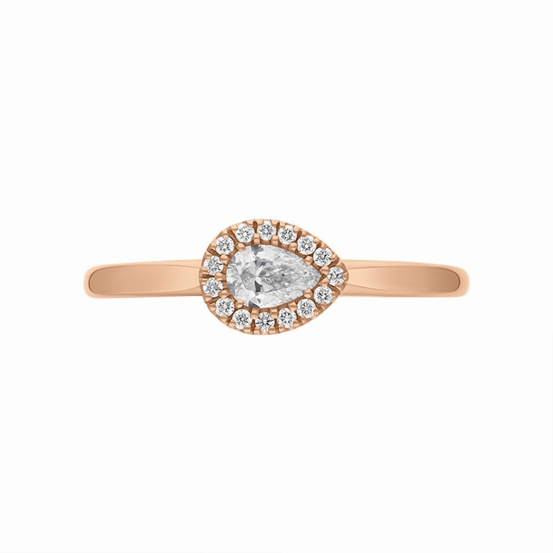 18ct Rose Gold 0.25ct Diamond Pear Cut Cluster Ring