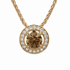 18ct Rose Gold 0.48ct Brown Diamond Halo Necklace
