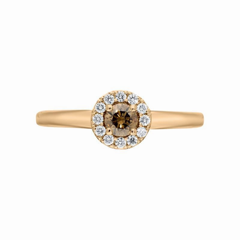18ct Rose Gold Brilliant Cut 0.22ct Brown Diamond Round Ring