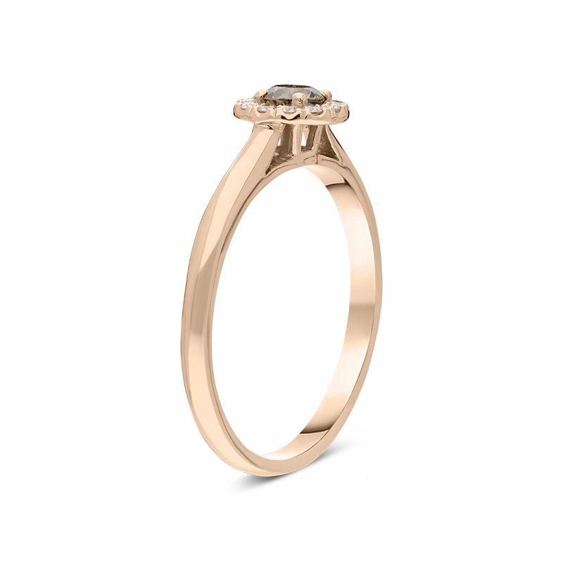 18ct Rose Gold Brilliant Cut 0.22ct Brown Diamond Round Ring