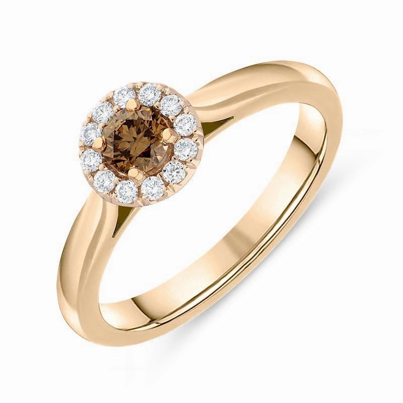 18ct Rose Gold Brilliant Cut 0.22ct Brown Diamond Round Ring