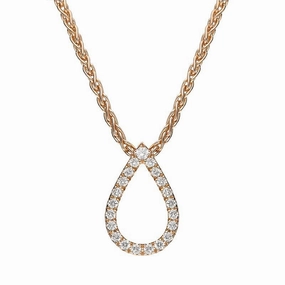 18ct Rose Gold Diamond Pave Set Pear Necklace