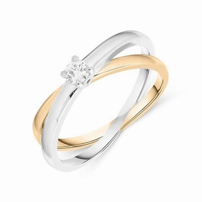 18ct White and Rose Gold 0.13ct Diamond Ring