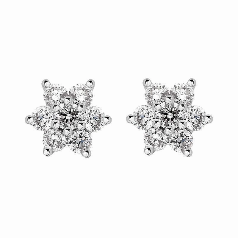 18ct White and Yellow Gold Diamond Cluster Stud Earrings