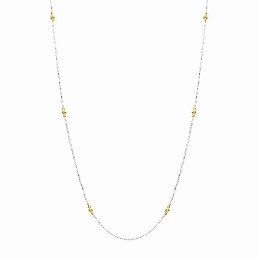 18ct White and Yellow Gold Diamond Long Necklet D