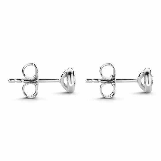 18ct White Gold 0.06ct Diamond Bezel Set Solitaire Stud Earrings