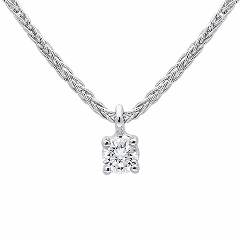 18ct White Gold 0.10ct Diamond Brilliant Cut Solitaire Necklace D