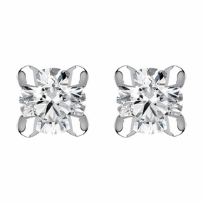 18ct White Gold 0.10ct Diamond Claw Set Solitaire Stud Earrings
