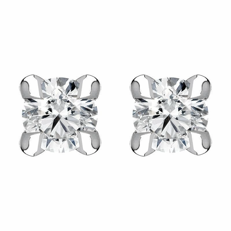 18ct White Gold 0.10ct Diamond Claw Set Solitaire Stud Earrings