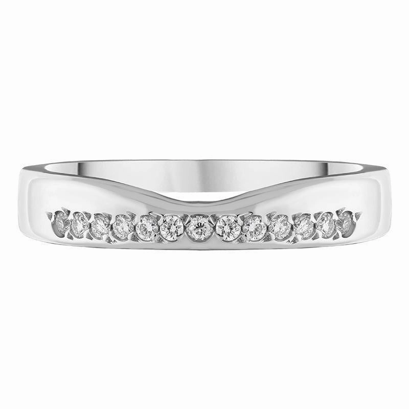 18ct White Gold 0.10ct Diamond Dipped Centre Wedding Half Eternity Ring D