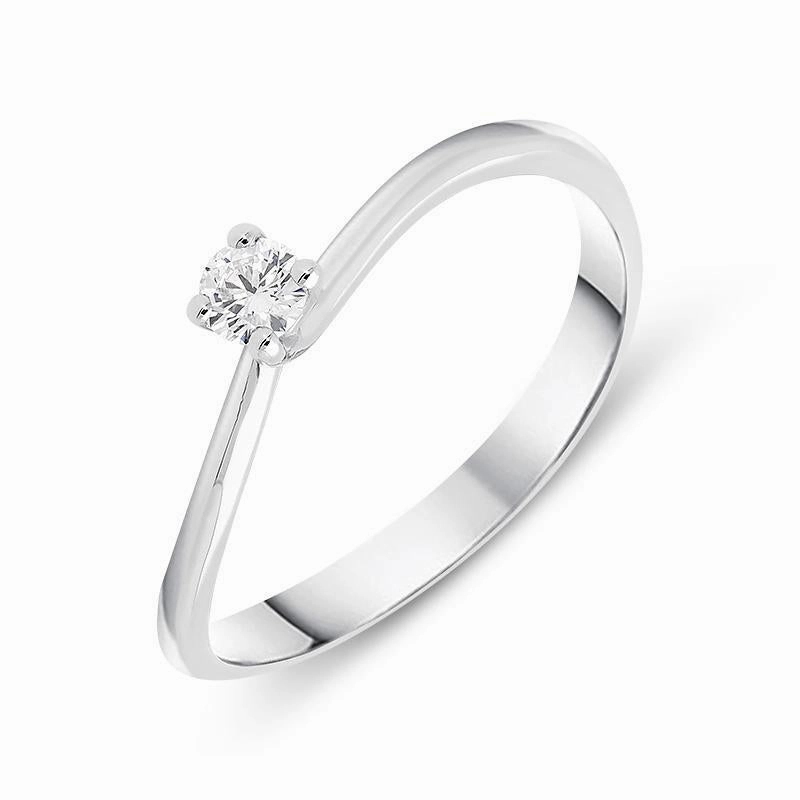 18ct White Gold 0.11ct Brilliant Cut Diamond Solitaire Twist Ring