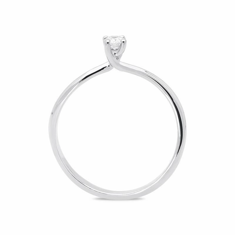 18ct White Gold 0.11ct Brilliant Cut Diamond Solitaire Twist Ring