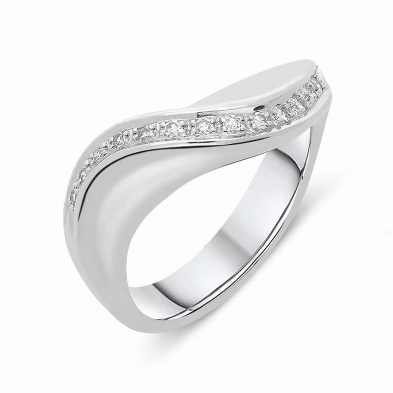 18ct White Gold 0.13ct Diamond Wave Half Eternity Ring D