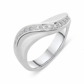 18ct White Gold 0.13ct Diamond Wave Half Eternity Ring D