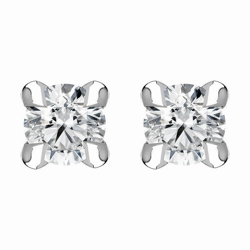 18ct White Gold 0.14ct Diamond Claw Set Solitaire Stud Earrings
