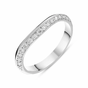 18ct White Gold 0.15ct Diamond 3mm Shaped Wedding Ring D