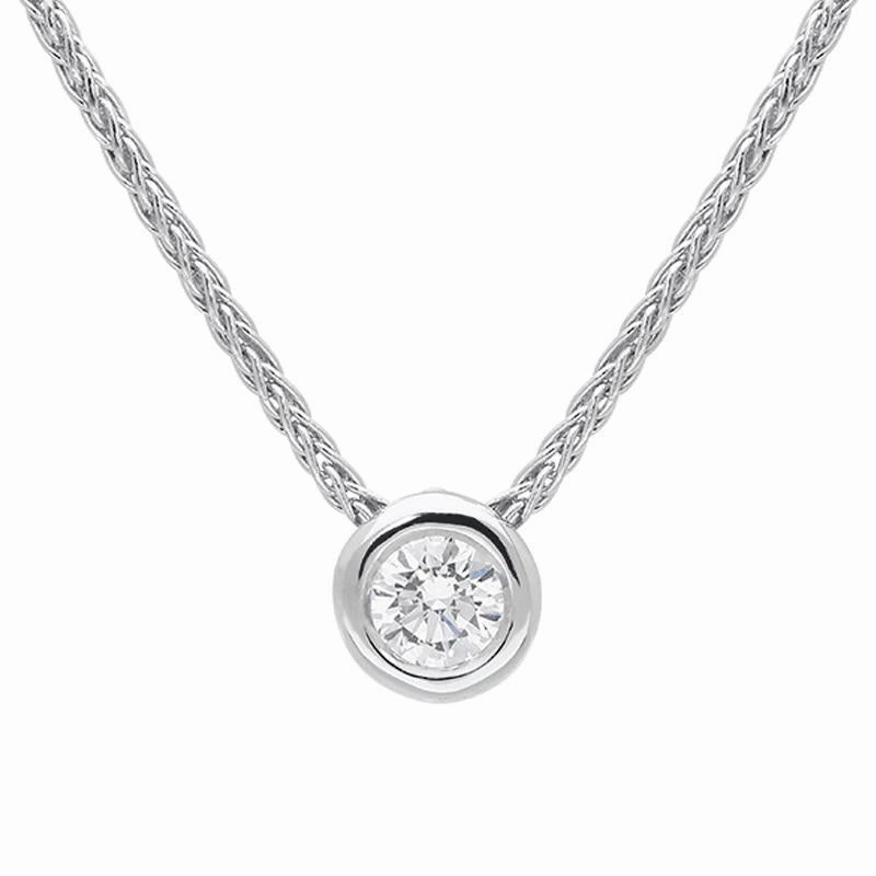 18ct White Gold 0.15ct Diamond Brilliant Cut Solitaire Necklace