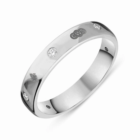 18ct White Gold 0.15ct Diamond Queen's Jubilee Hallmark 4mm Ring D