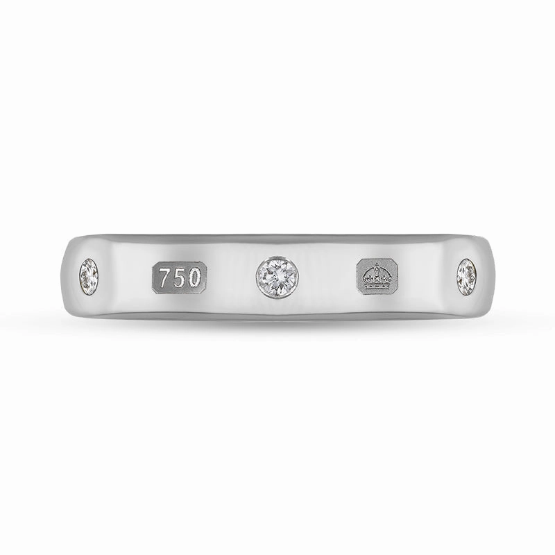 18ct White Gold 0.15ct Diamond Queen's Jubilee Hallmark 4mm Ring D