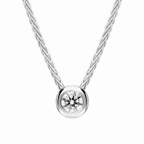 18ct White Gold 0.15ct Diamond Round Tube Set Pendant