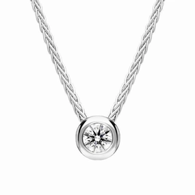 18ct White Gold 0.15ct Diamond Round Tube Set Pendant