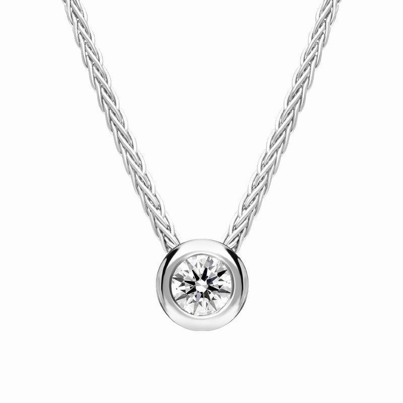 18ct White Gold 0.15ct Diamond Round Tube Set Pendant