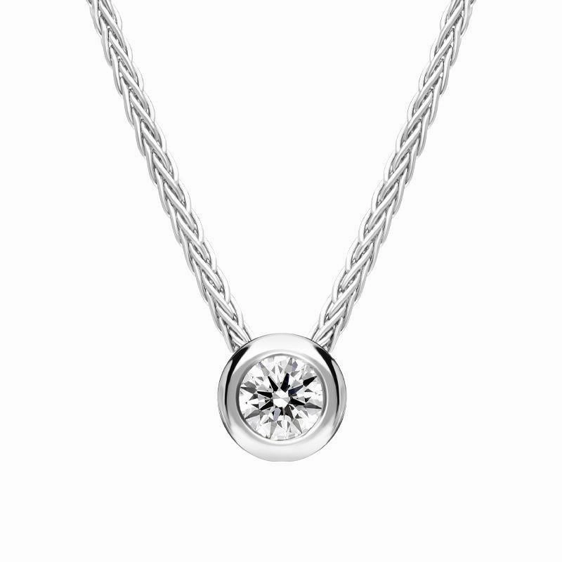 18ct White Gold 0.15ct Diamond Round Tube Set Pendant